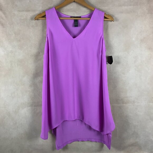 INC Purple V-neck Handkerchief Hem Tunic Tank Top NWT Small - Picture 4 of 7